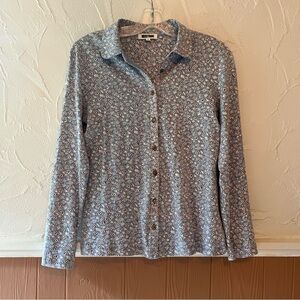 Blue Patterned Button-Up Shirt